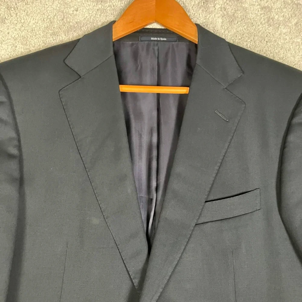 Ermenegildo Zegna Blazer Mens 50C Navy Blue Multiseason Wool Suit Jacket Flaws:(